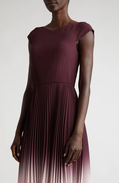 Shop Jason Wu Collection Dip Dye Cap Sleeve Pleated Midi Dress In Fig/ Rosewater