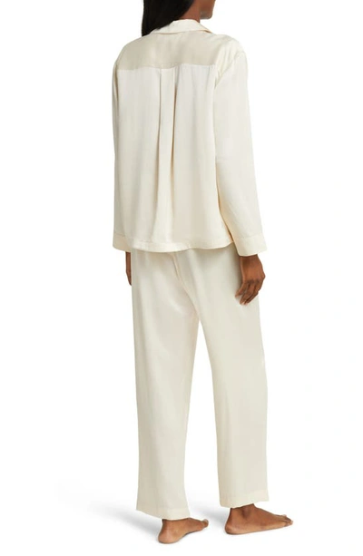 Shop Lunya Long Sleeve Washable Silk Pajamas In Swan White