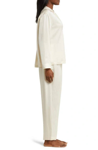 Shop Lunya Long Sleeve Washable Silk Pajamas In Swan White
