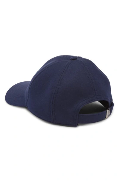 Shop Versace Milano Embroidered Logo Virgin Wool & Nylon Baseball Cap In Navy Blue Desden Blue