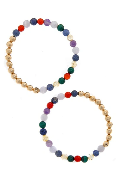 Shop The Healer’s Collection The Healer's Collection N8 Sleep Set Of 2 Healer's Bracelets In Yellow Gold