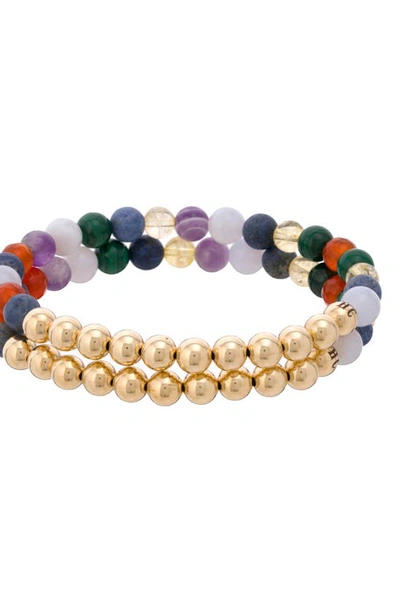 Shop The Healer’s Collection The Healer's Collection N8 Sleep Set Of 2 Healer's Bracelets In Yellow Gold