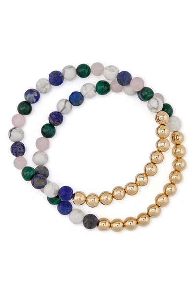 The Healer’s Collection The Healer's Collection N91 Mental Focus Set Of 2 Healer's Bracelets In Yellow Gold
