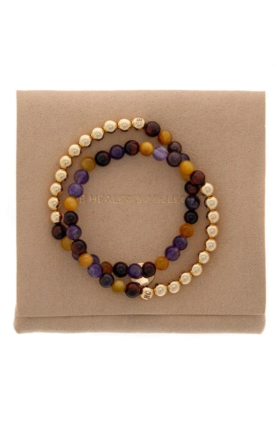 Shop The Healer’s Collection N19 Anxiety Free Set Of 2 Healer's Bracelets In Yellow Gold