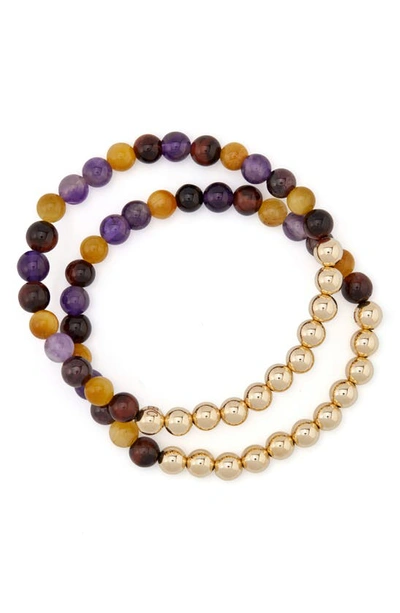 Shop The Healer’s Collection N19 Anxiety Free Set Of 2 Healer's Bracelets In Yellow Gold