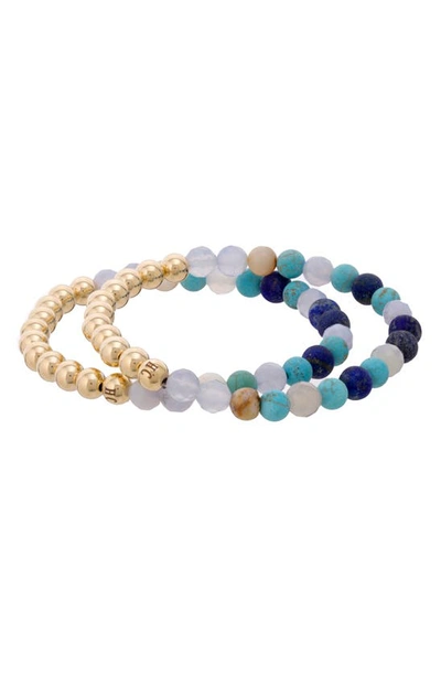 Shop The Healer’s Collection The Healer's Collection N16 Protection & Inner Strength Set Of 2 Healer's Bracelets In Yellow Gold