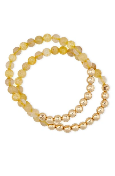 Shop The Healer’s Collection The Healer's Collection N69 Money Max Set Of 2 Healer's Bracelets In Yellow Gold