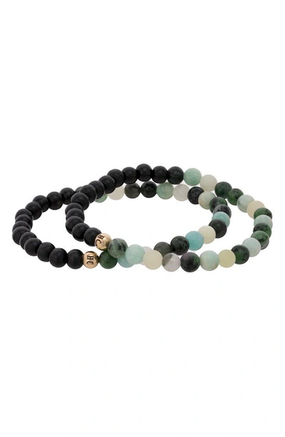 Shop The Healer’s Collection N6 Happiness/ease Set Of 2 Healer's Bracelets In Black