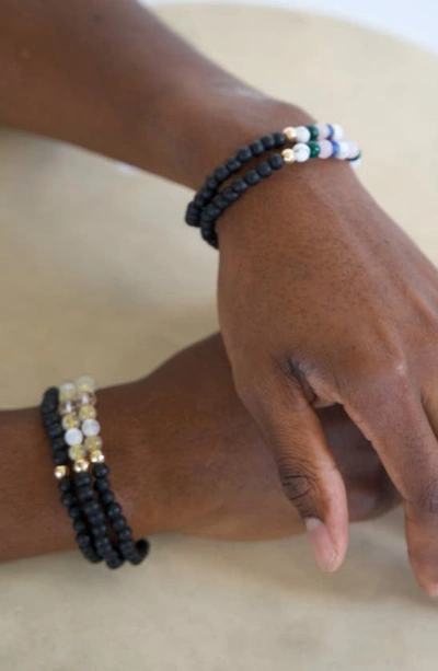 The Healer’s Collection N6 Happiness/ease Set Of 2 Healer's Bracelets In Black