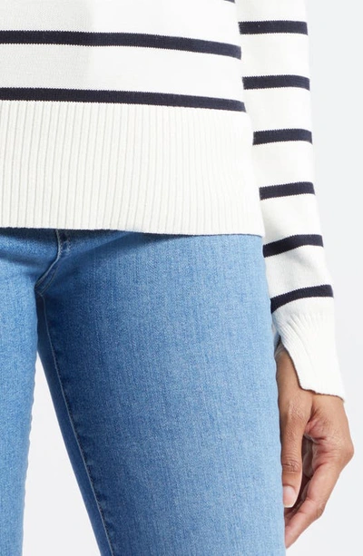Shop Veronica Beard Dianora Stripe Button Sweater In Off White Navy