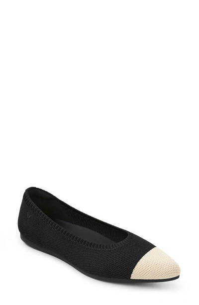 Shop Vivaia Aria 5º Pointed Toe Flat In Black/ Almond