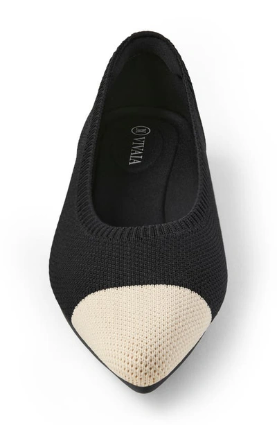 Vivaia Aria 5.0 Pointed Toe Flat In Black/ Almond