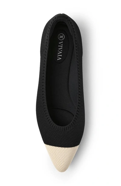 Vivaia Aria 5.0 Pointed Toe Flat In Black/ Almond