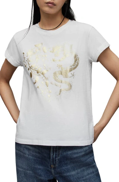 Shop Allsaints Aura Anna Cotton Graphic T-shirt In White