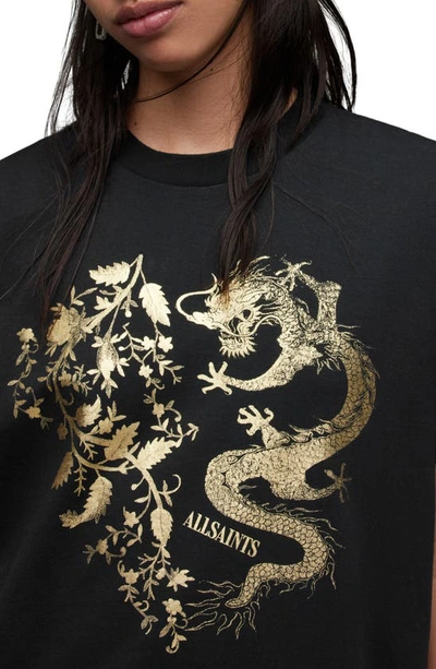 Shop Allsaints Auru Metallic Graphic T-shirt In Black