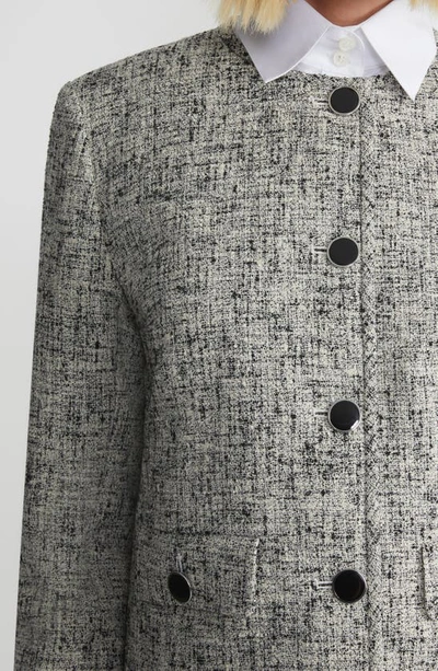 Shop Lafayette 148 Collarless Linen Blend Tweed Jacket In Black Multi