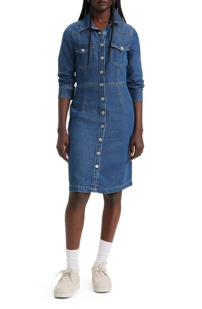 Shop Levi's Otto Long Sleeve Denim Shirtdress In Square Deal 2