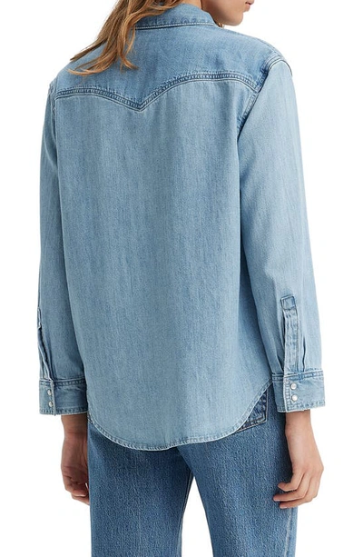 Shop Levi's Teodora Western Snap-up Denim Shirt In Done And Dusted