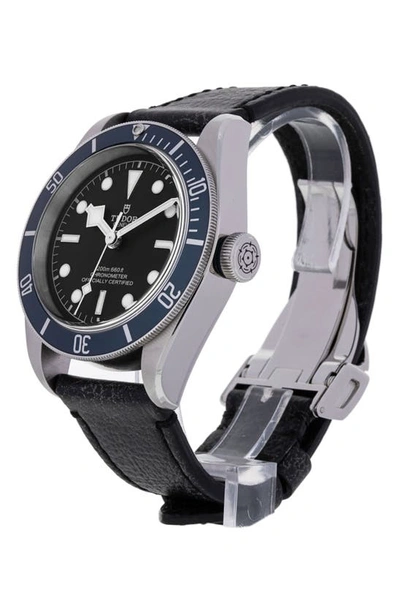 Shop Watchfinder & Co. Tudor  2022 Black Bay Leather Strap Watch, 39mm