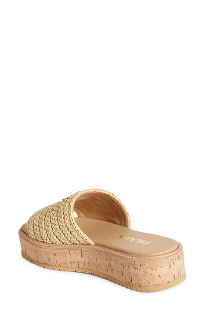 Shop Prada Raffia Platform Slide Sandal In Natural