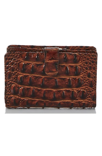 Shop Brahmin Hannah Croc Embossed Leather Wallet In Pecan