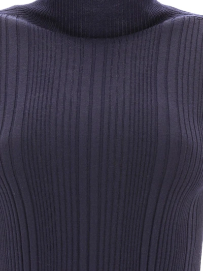 Shop Peserico Ribbed Turtleneck Sweater In Blue