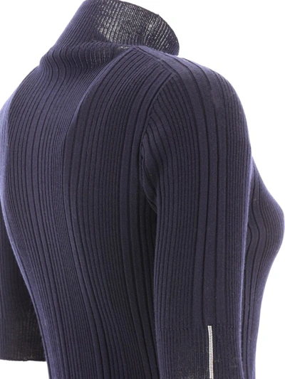 Shop Peserico Ribbed Turtleneck Sweater In Blue