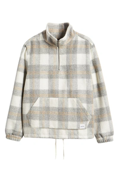 Shop Native Youth Check Brushed Quarter Zip Pullover In Grey