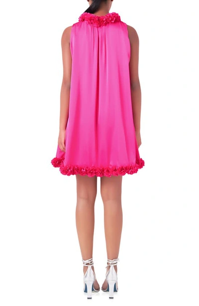 Shop Endless Rose Rosette Trim Shift Minidress In Fuchsia