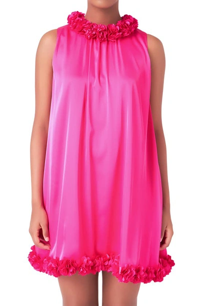 Endless Rose Rosette Trim Shift Minidress In Fuchsia