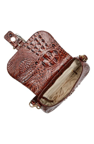 Shop Brahmin Cynthia Croc Embossed Leather Shoulder Bag In Pecan