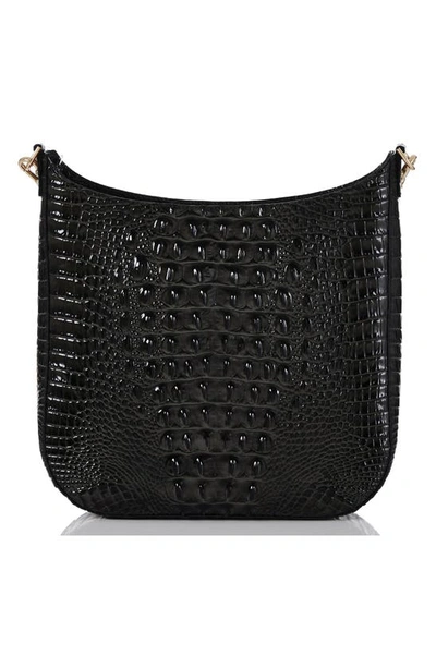 Shop Brahmin Leia Croc Embossed Leather Crossbody Bag In Black