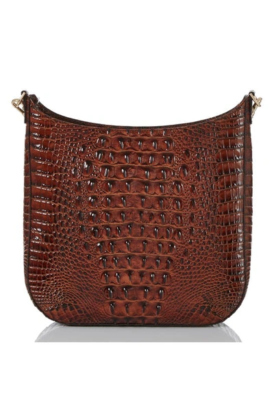 Shop Brahmin Leia Croc Embossed Leather Crossbody Bag In Pecan