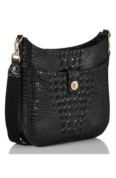 Shop Brahmin Leia Croc Embossed Leather Crossbody Bag In Black