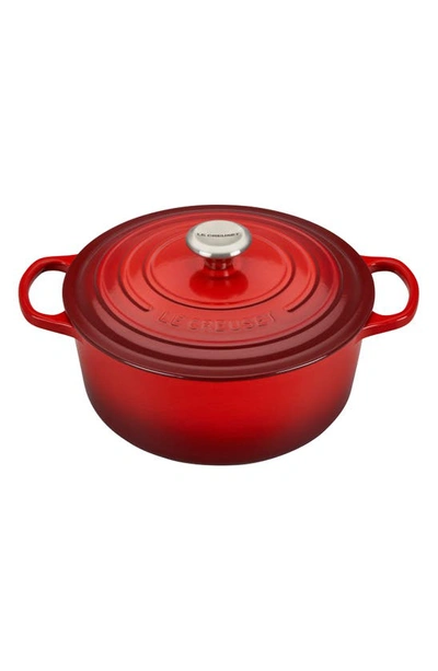 Shop Le Creuset Signature 5 1/2 Quart Round Enamel Cast Iron French/dutch Oven In Cerise