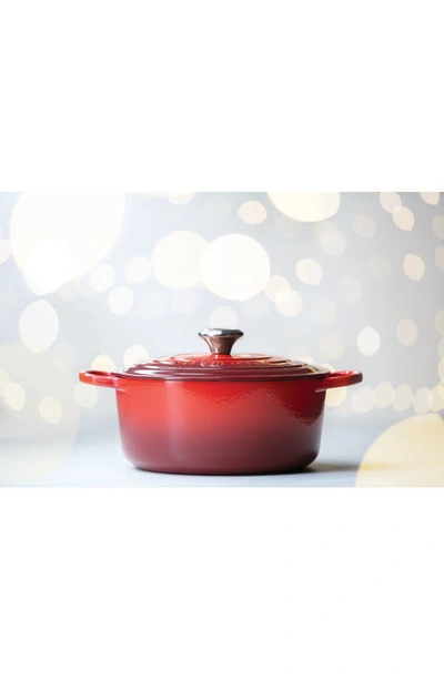 Shop Le Creuset Signature 5 1/2 Quart Round Enamel Cast Iron French/dutch Oven In Cerise