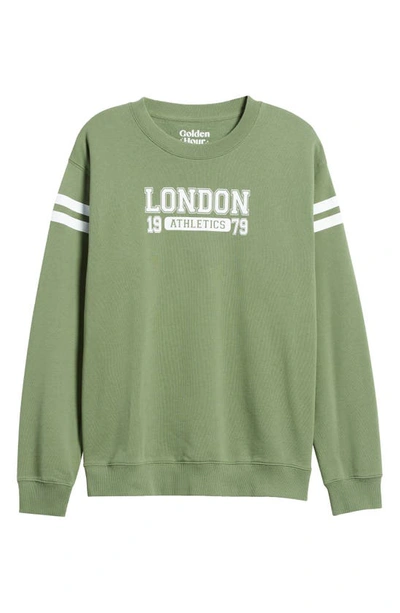 Shop Golden Hour London Athletics Fleece Varsity Sweatshirt In Green