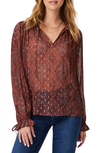 Paige Fia Printed V-neck Blouse In Iced Slate Multi