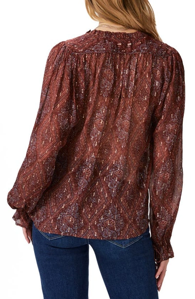 Paige Fia Printed V-neck Blouse In Iced Slate Multi