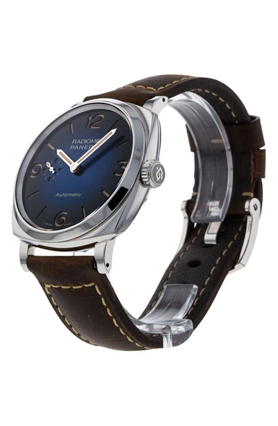 Shop Watchfinder & Co. Panerai  2019 Radiomir Automatic Leather Strap Watch, 42mm In Black/ Blue