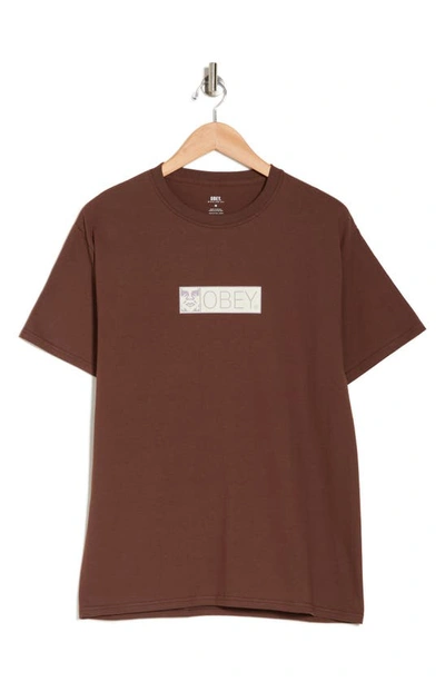 Shop Obey Modern Bar Cotton Graphic T-shirt In Coffee