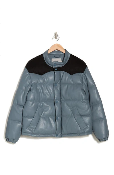 Shop Hudson Faux Leather Puffer Jacket In Stormy