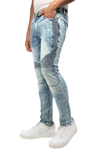 X-ray Stretch Cargo Moto Slim Jeans In Medium Blue