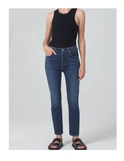 Shop Citizens Of Humanity Jolene High Rise Slim In Undercurrent In Blue