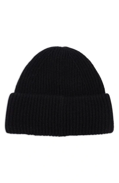 Shop Acne Studios Face Patch Rib Wool Beanie In Black