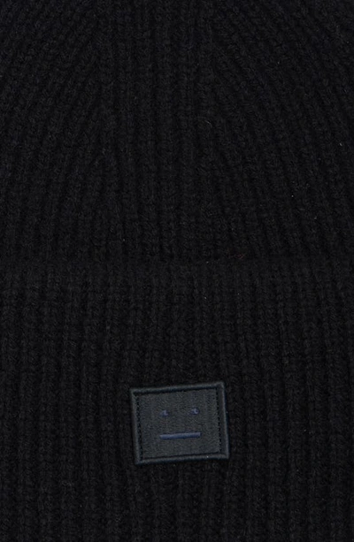 Shop Acne Studios Face Patch Rib Wool Beanie In Black