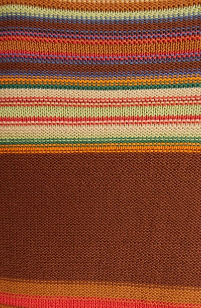 Shop Acne Studios Face Patch Stripe Cotton Crewneck Sweater In Cinnamon Brown/ Multi
