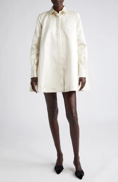 Shop Altuzarra Phyllis Long Sleeve Satin Shirtdress In Ivory