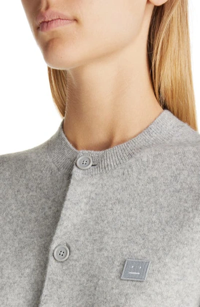 Shop Acne Studios Keva Face Patch Wool Cardigan In Light Grey Melange