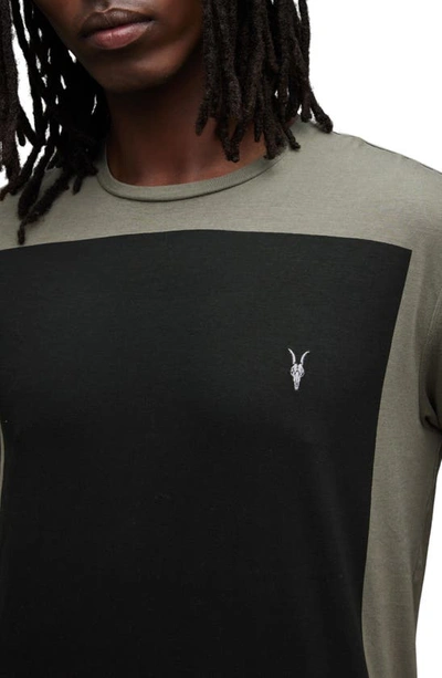 Shop Allsaints Lobke Cotton Colorblock T-shirt In Planet Grey/ Jet Black